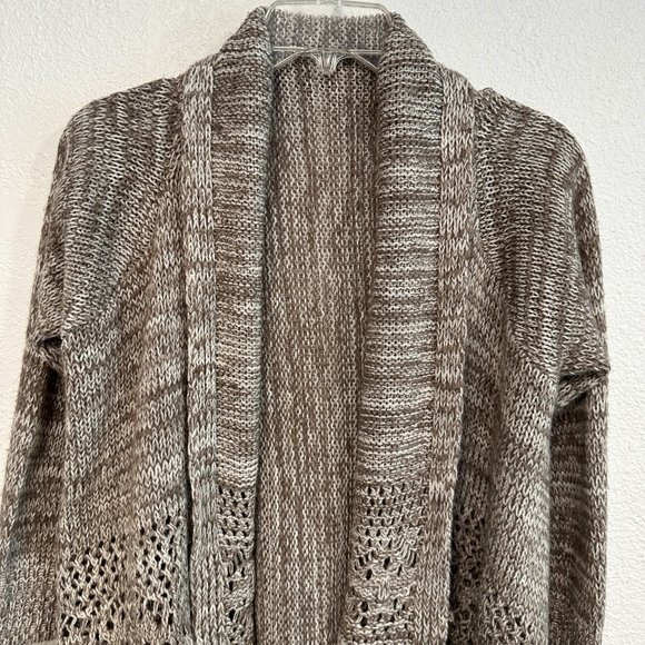 Charlotte Russe Open Front Cardigan Sweater Asymmetrical Hem Tan Beige SZ Small - Picture 7 of 9